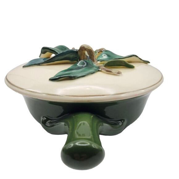 Red Wing Pottery Covered Casserole & Lid Normandy Serving Dish Forest Green MCM - Picture 2 of 6